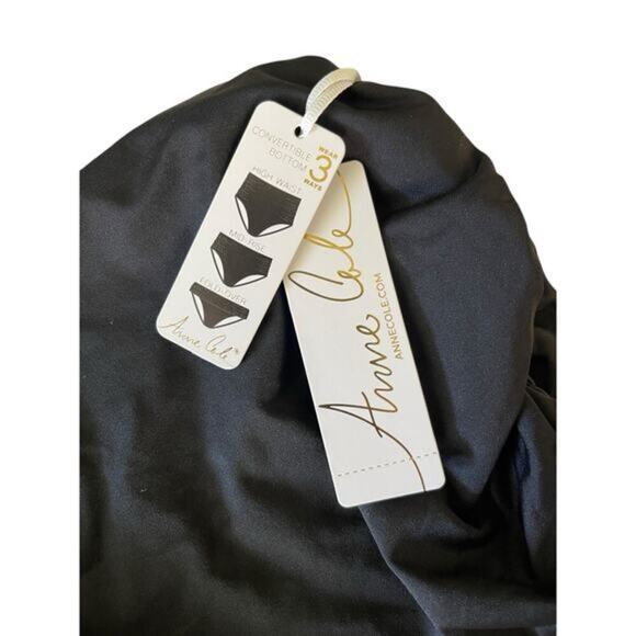 Anne Cole Black Shirred Convertible Waist Bikini Bottom Plus Size‎ 16W NWT $64 - Picture 3 of 4